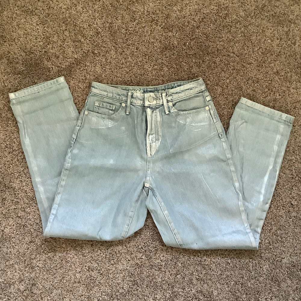 Metallic High Rise Mom Jean - Picture 3 of 4